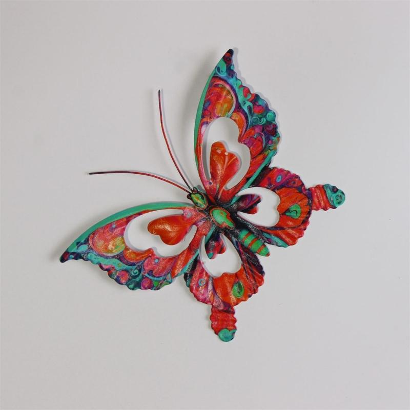 Hollow Out Colorful Metal Butterfly Wall Art Decoration Garden Ornament Outdoor Indoor Iron Sculpture Wall Hanging Decor