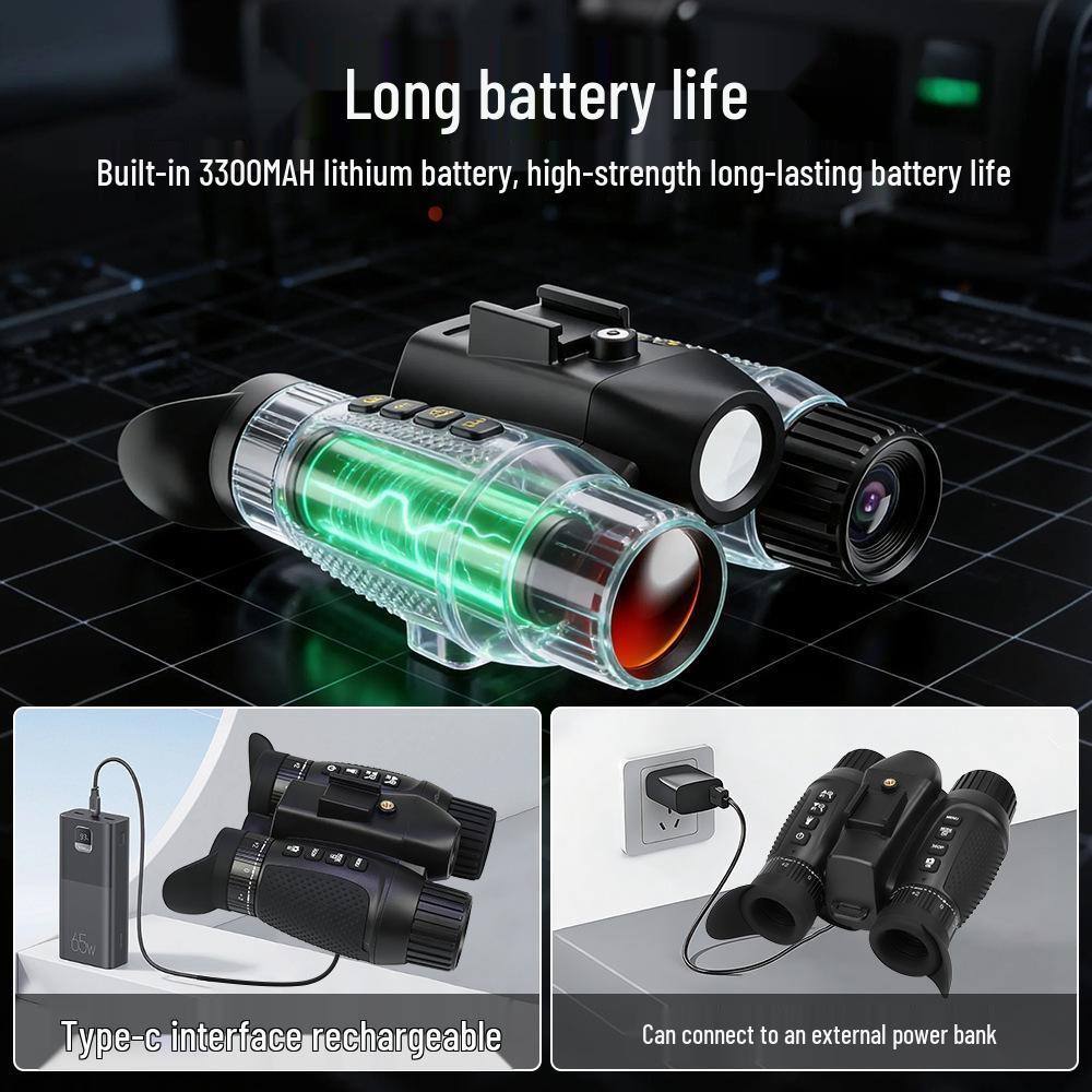 Binocolo Digitale HD con Visione Notturna 3D Montato sulla Testa e Fotocamera per Telescopio