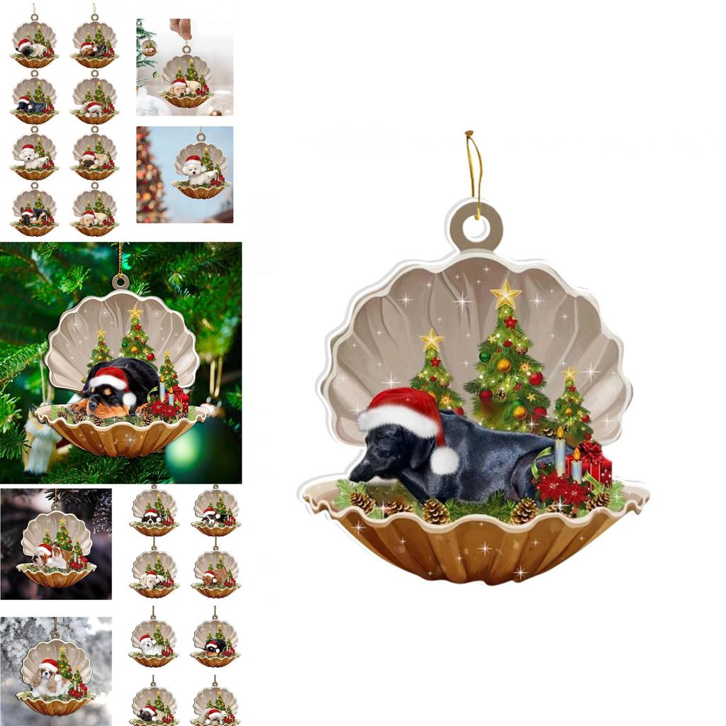 Bedårande Akryl Skal Hund Bil Hängande Ornament För Festlig Julgransdekor
