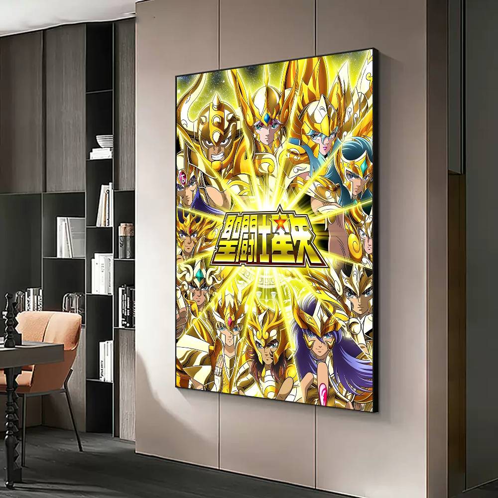 Classic Anime Saint Seiya Anime Posters Sticky Waterproof Paper Sticker Coffee House Bar Kawaii Room Decor