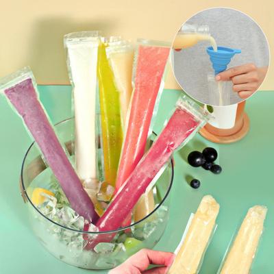 50 Buc Pungi de Popsicle de Unică Folosință cu Pâlnie Sigilii Zip Etanșe Fără BPA Tuburi pentru Congelator