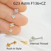 G23 Titanium Push-in Labret Stud with Zircon for Ear Cartilage Piercing
