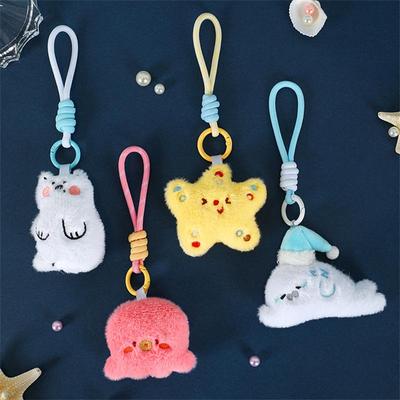 Cute Ocean Animal Plush Doll Mascot Stuffed Toys Keychain Pendant Lanyard Bag Hanging Ornaments Backpack Charm Keyring Kids Gift
