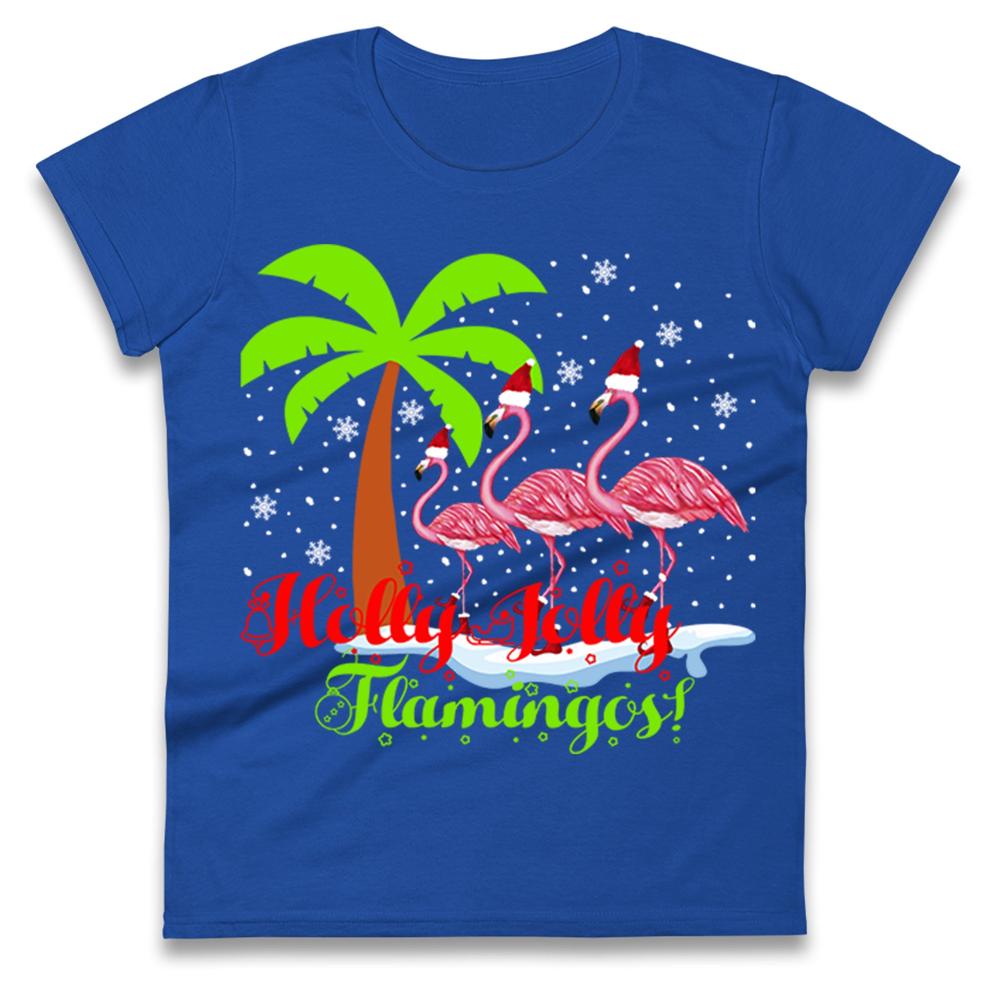 Holly Jolly Flamingos Christmas Womens T Shirt Mens Tops Tees Unisex XL