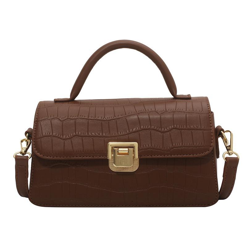 Bag Women's New Women's Bag Textured Stone Pattern Portable Small Square Bag Fashion Versatile Popular Shoulder Crossbody Bag