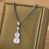 Kinitial Violine Ornament Anhänger Halskette Damen Ikonisches Saiteninstrument Musiker Schmuck Edelstahl Schmuck