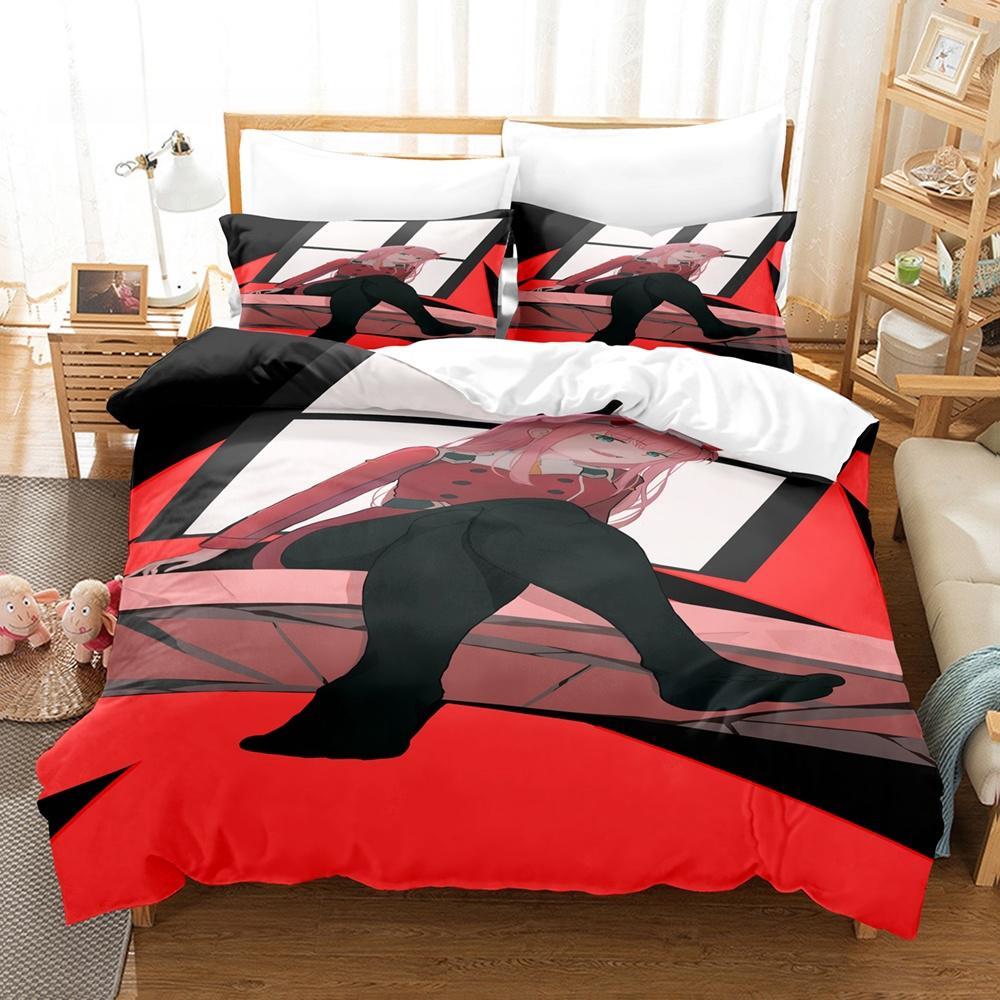 Zero Two (Darling In the FranXX) 002 Bedding Set Single Twin Full Queen King Size Bed Set Aldult Kid Bedroom Duvet Cover Sets