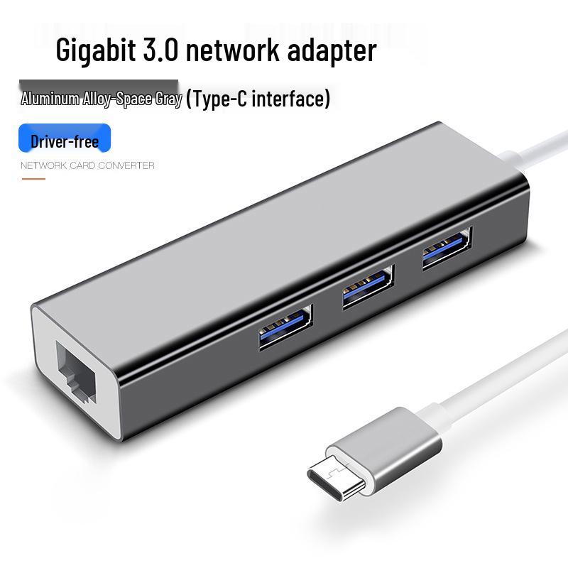 RJ45 Type-C To Ethernet USB 2.0 Hub, Driver-Free 100 Mbps Network Card Converter.