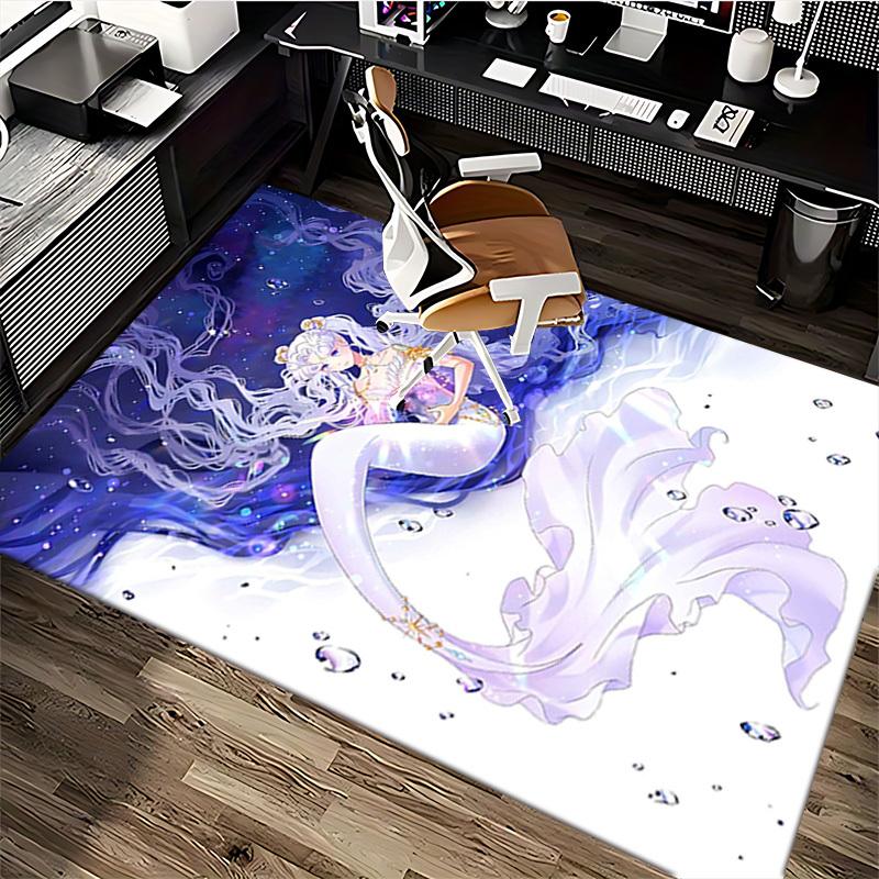 1pc Anime Mermaid Chair Mat - Office Desk Carpet with Cute Sea Tail Design, Non-Slip Rug for Home Decor, Suitable for All Seasons and Perfect as a Gif