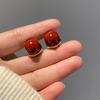 2025 New Red Drip Glaze Bean Ear Cuffs: Women's Elegant, Round, Versatile High-End Earrings