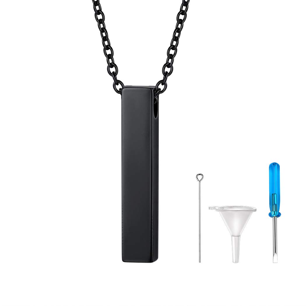 

Suplight Ashes Necklace for Stainless Personalized Accessory Men, Steel, Pendant, Black, Engravable,