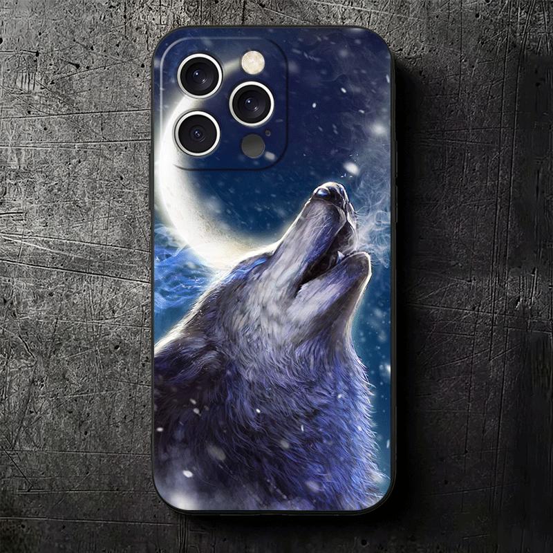 Wolf Moon Animal Soft Phone Case for iPhone 16 16E 17 Air 15 Pro Max 14 Plus 13 Mini 11 12 7 Black Cover Back Shell