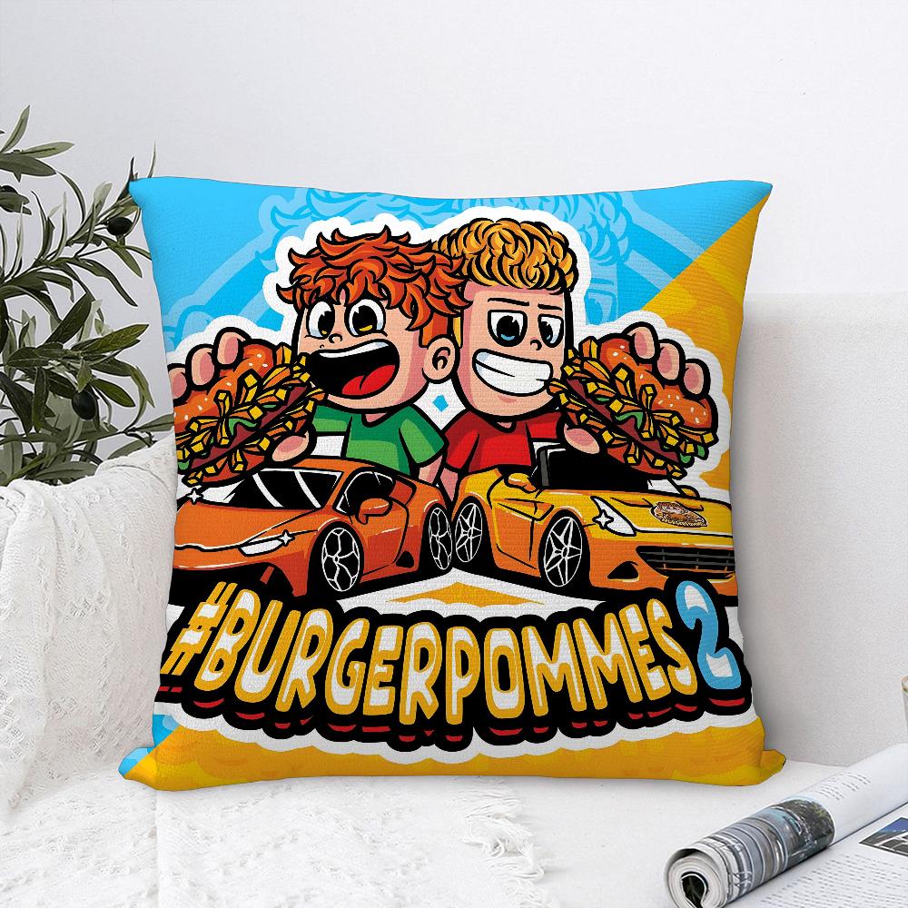 Burgerpommes I-ICrimax Cartoon Pillow Case Sofa Home Double-sided Printing Short Plush Cushion Cover Throw Pillow Cover Gifts