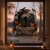 Porch Showcase Hanging Accents Halloween Decoration, 2D Michael Acrylic Suncatcher, Window Decor with Pumpkin Movie Fan Collection Gifts Tombstone,