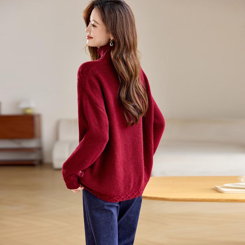 Srcr Women's 100% Wool Thick High-Neck Sweater