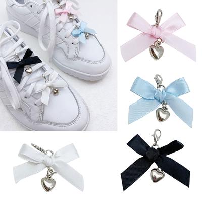 Pack of 4 Stylish Shoe Buckles Colorful Shoe Decorations Ribbon Shoes Pendant Footwear Pendant Heart Pendant for Shoe