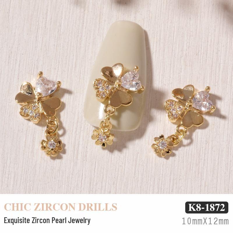 Luxurious Zircon Diamond Bow Nail Art Decorations - Japanese Style