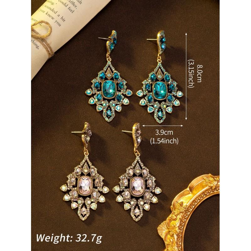 Middle Aged Vintage Palace Style Studded Earrings Heavy-duty Western With A High-end Temperament