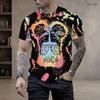 Men Plus Size Round Neck Short Sleeve T Shirt Light Base Cartoon Multicolor Leopard Print Summer Y2K Casual Tops