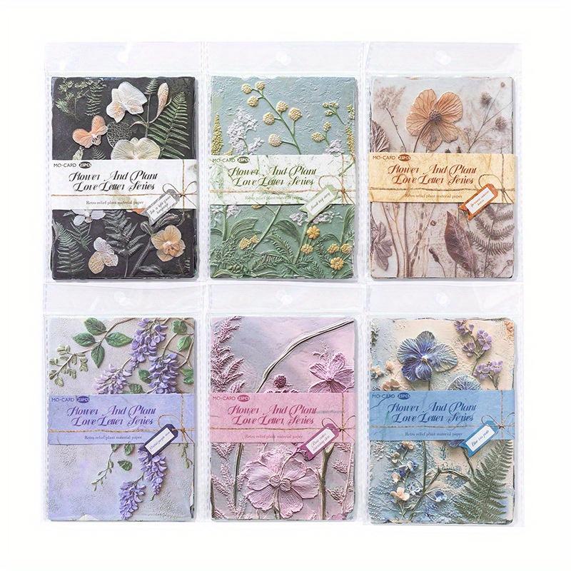 1PC Retro Embossed Plant Material Paper Flower and Grass Love Letter Series Handbook Pain Package Millet DIY Background Base Paper