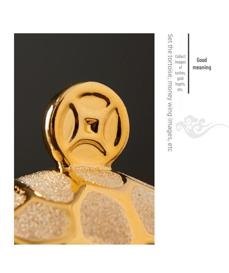 Gold-Plated Ceramic Turtle Figurine - Feng Shui Home Decor Ornament