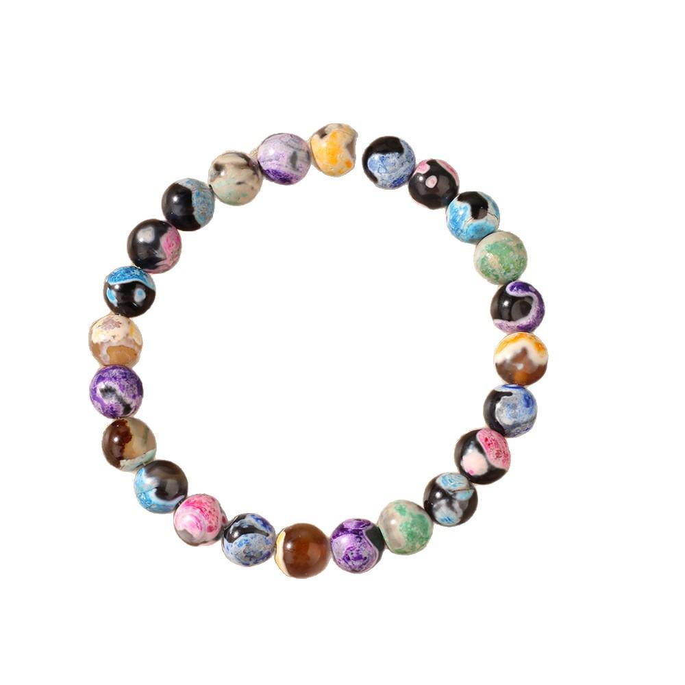 Bohemian Natural Stone Bracelet Fire Agate Stone Dopamine Beaded Bracelet Women's Beach Vacation