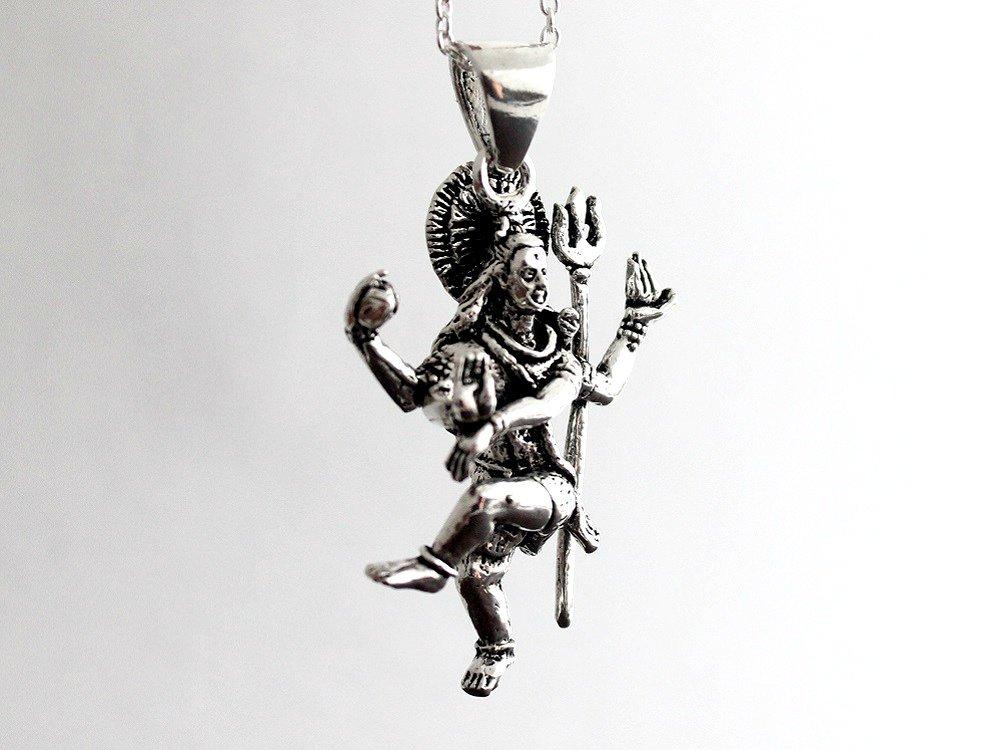 Dancing Shiva Indian God Amulet Good Luck Sterling Silver 925 Pendant Top