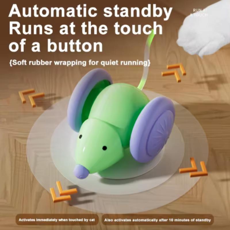 Interactive Electric Mouse Car Cat Toy Rechargeable Automatic Teaser with Smart Obstacle Avoidance Pet Playtime