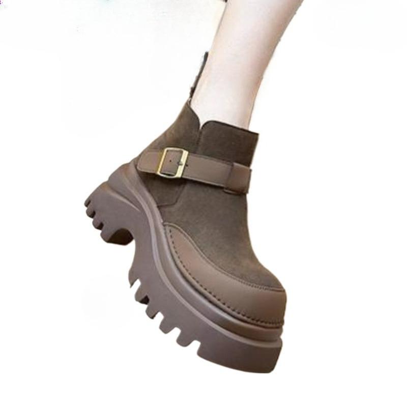 Fashion Ankle Boots for Women High Heels Fashion Buckle Shoes 2025 Designer Suede Winter Short Boots Cozy Dress Pumps Casual Zapatillas