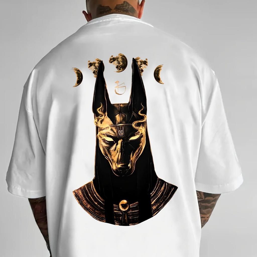 Dark Style Tshirt With Anubis The Guardian Deity And Guide Of The Underworld Made From Ancient Egyptian Mythological Mummies