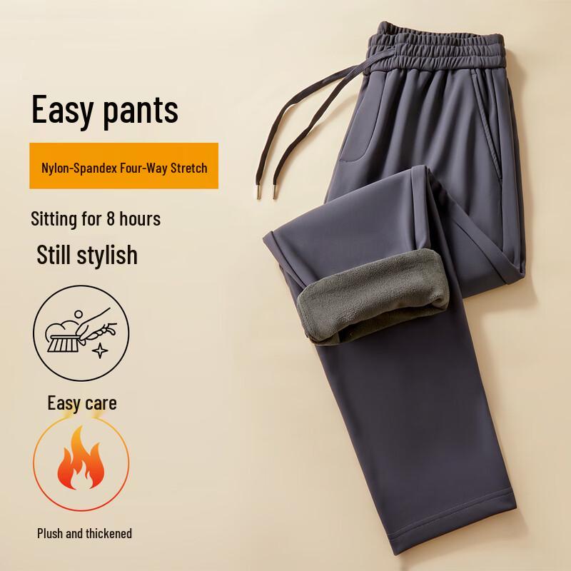 

Men s Fleece-Lined Straight-Leg Stretch Casual Pants 4XL