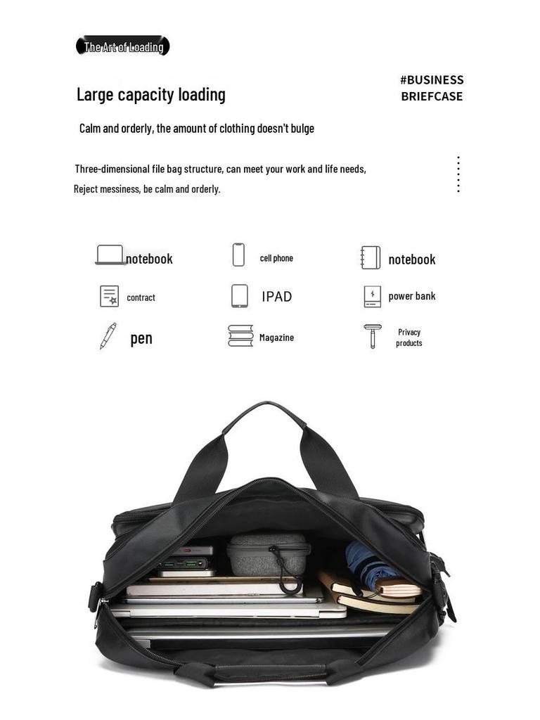 Men's Water-Resistant Laptop & Multi-Functional Business Commute Shoulder Bag & Briefcase