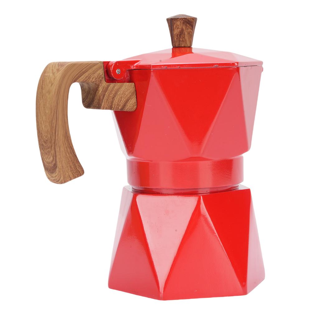 Italian Coffee Maker Aluminum Dual Valve 2 Cup 3D Stovetop Coffee Maker Pot for Cuban Cafe Brewing Home Camping Red