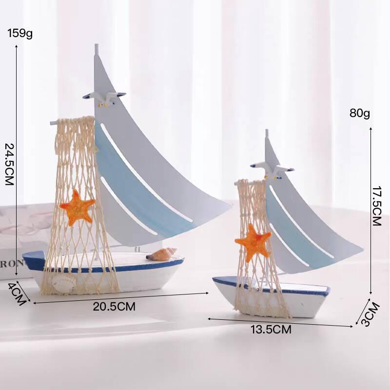 

Mediterranean-Style Wooden Sailboat Figurines - Small Decorative Handicraft Ornaments