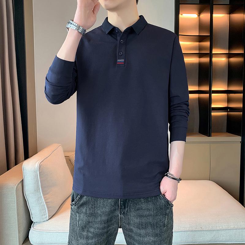 

Men s Cotton Lapel Polo Shirt - White Long Sleeve, Spring/Autumn 2025 Collection L