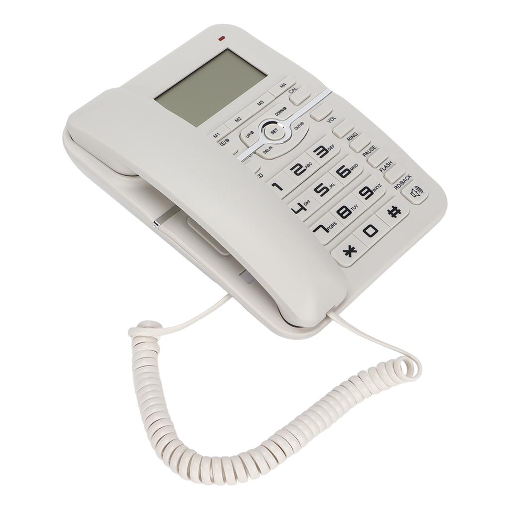 Corded Landline Caller ID Full Hands Free 4 Fast Dial Desktop Wired Telephone with LCD Display for Home HotelWhite