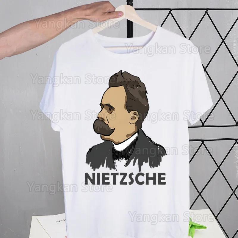 Gott ist tot Friedrich Nietzsche Nihilist T-Shirts Tees Shirt Tops Design Kurzärmlig Harajuku Mann Ästhetisch Anime T-Shirt