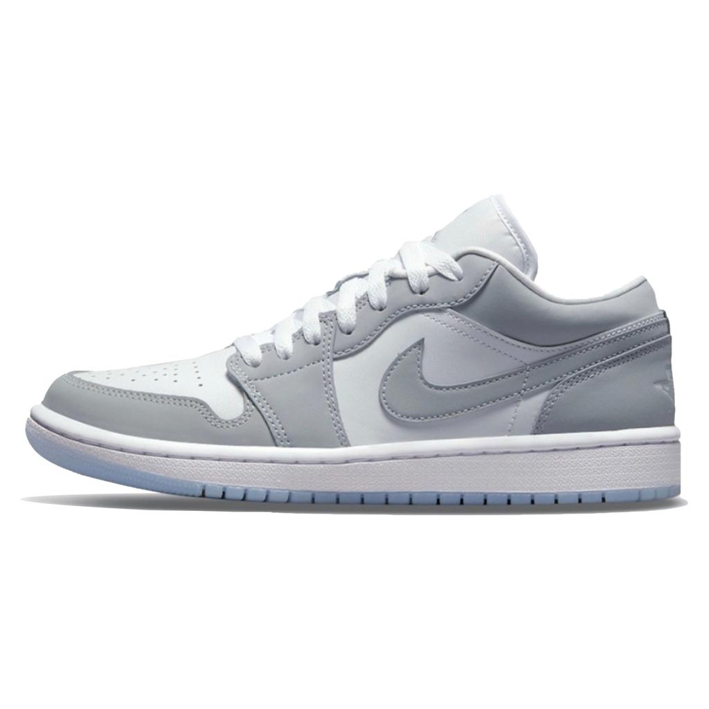 Jordan Air Jordan 1 Abrasion Resistant Breathable Low Top Vintage Basketball Shoes Unisex White Blue DC0774-105(Team1083-)