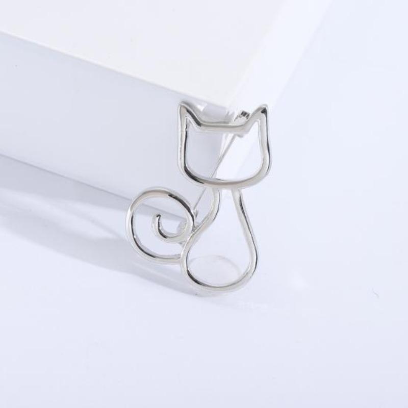 Women Brooch Hollow Kitty Shape Smooth Stainless Anti-slip Wear-resistant Coat Collar Hat Scarf Decoration