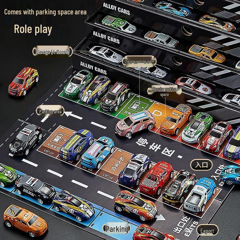 48-Piece Alloy Racing Toy Car Set with Storage Box - Perfect for Boys' Birthdays