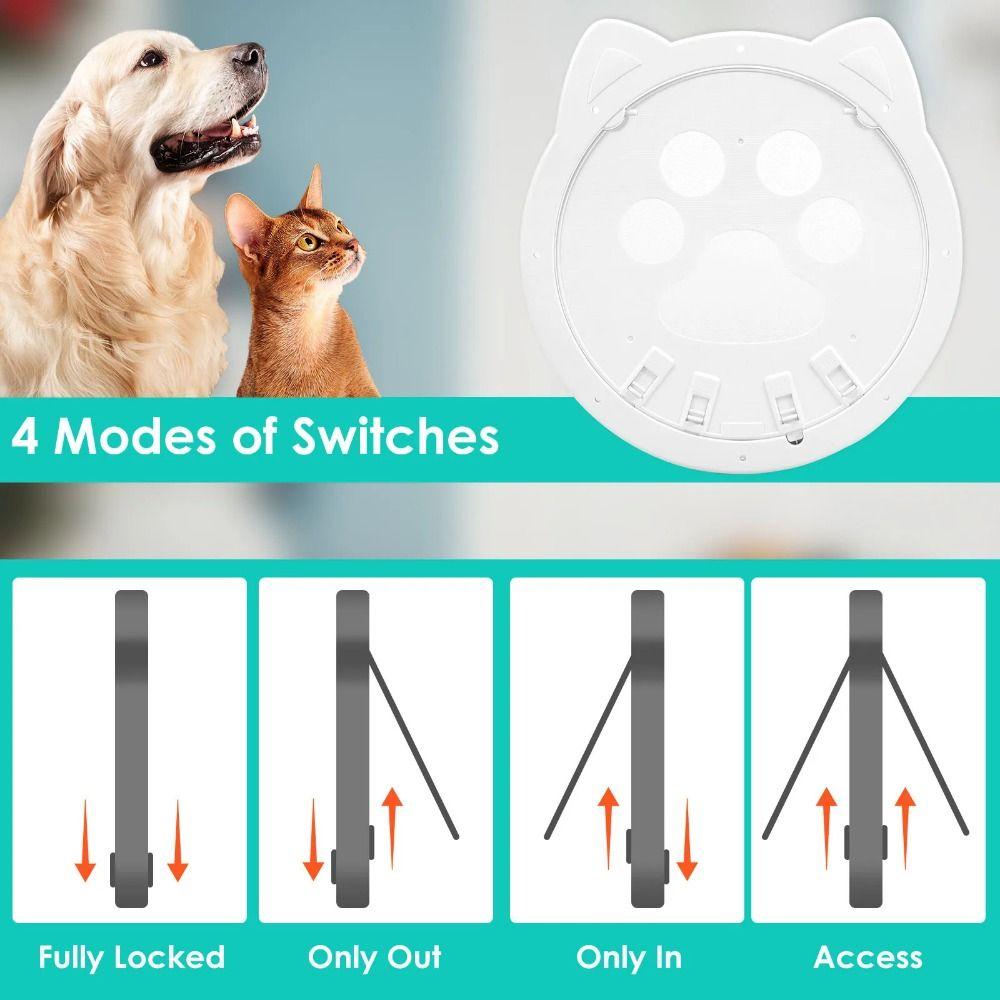 4 Ways Locking Flap Cat Door Sturdy Construction Cats Window Gate Cute Pet Screen Door  Small Pets