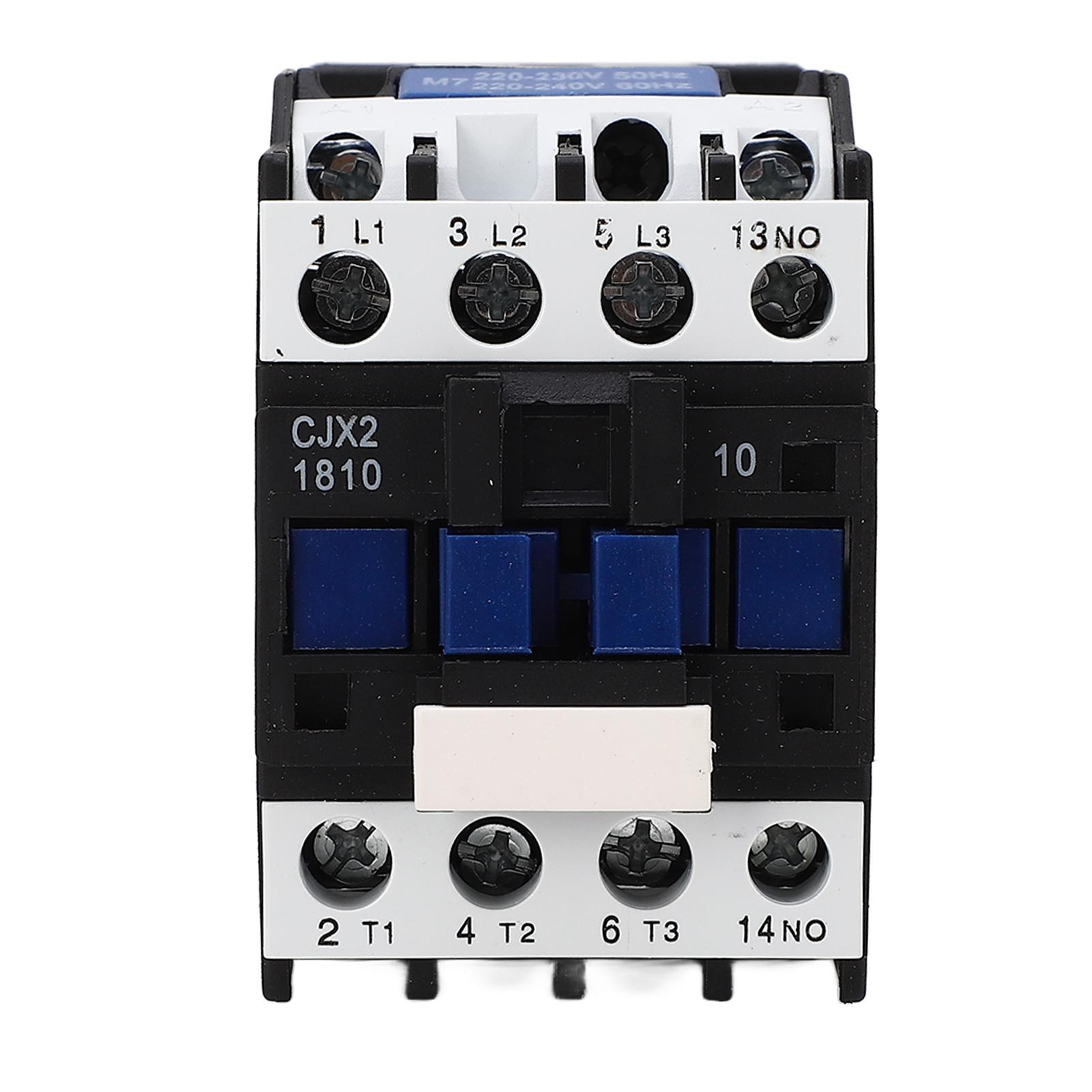 

AC Contactor 3 Pole Normally Open Silver Contact Low Voltage Contactor 220V 18A 35mm Rail Mount