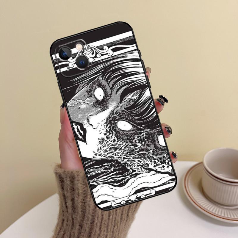 Horror Manga Style Phone Case For iPhone 17 Pro Max 14 13 12 11 15 16 Pro Max mini Plus 16e 17 Air Cover Funda