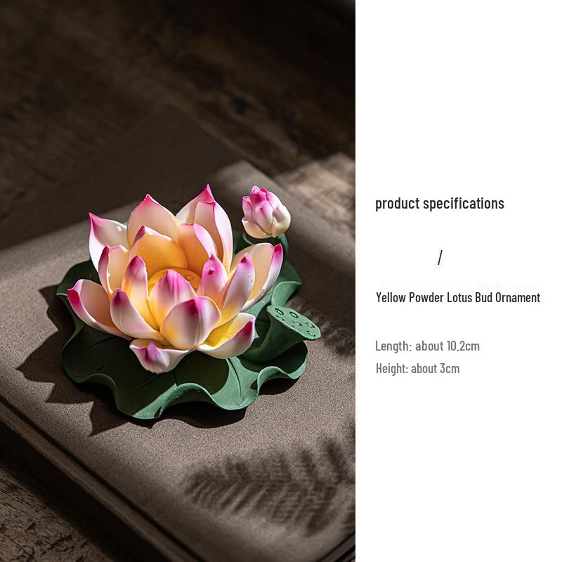 Ceramic Handmade Lotus Incense Holder - No Ash Falling, Indoor Stick Incense Base Ornament