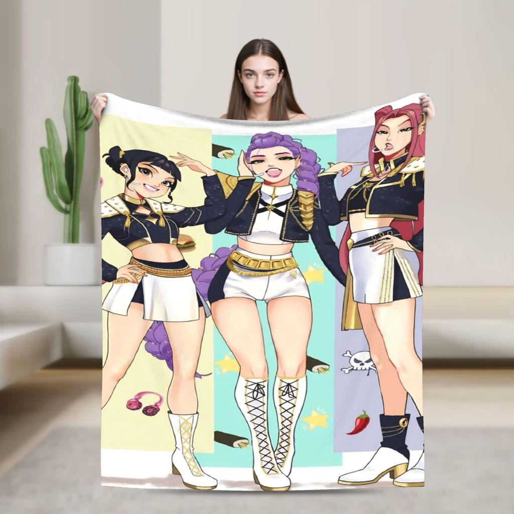 K-KPop Demons Hunters Blanket  Soft Fluffy Plush Throw Blanket For Children Living Room Flannel Bedspread Bed Cover