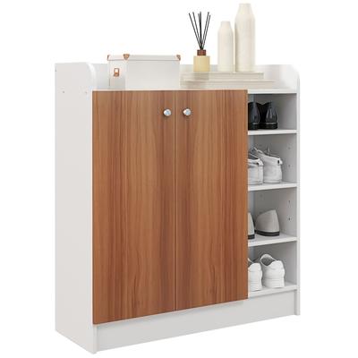 Modern Shoe Cabinet with 2 Doors Adjustable Shelves for 12 Pairs of Shoes for Hallway 83x30x90 Cm Natural