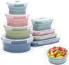 Collapsible Silicone Food Storage Container Set 4-piece Outdoor Portable Food Box, MicrowaveableMultiple sizes available