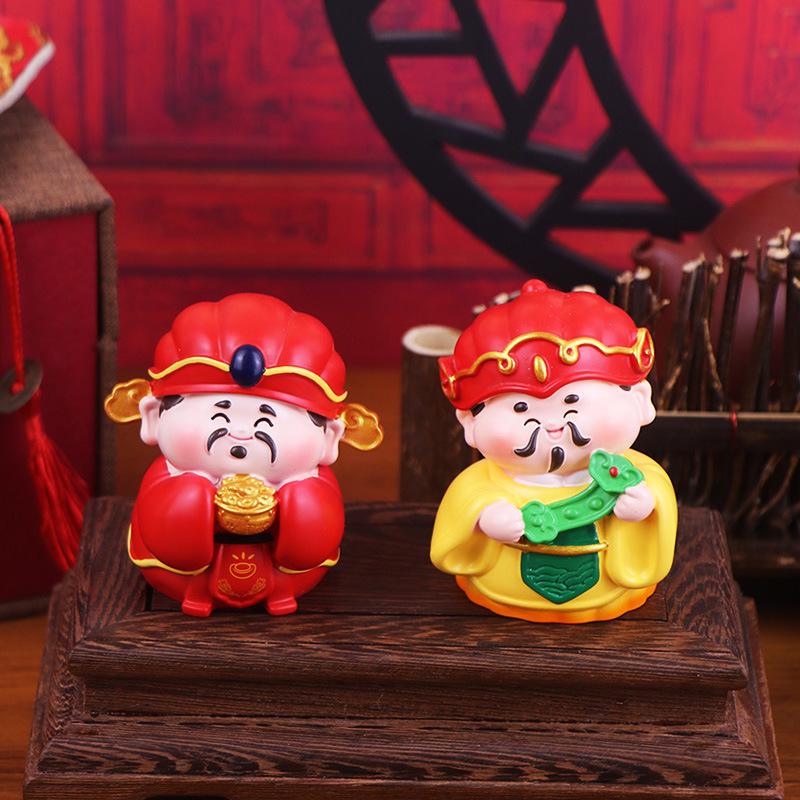 Five-Way God of Wealth Car Console Resin Ornament - Birthday Gift for Friends