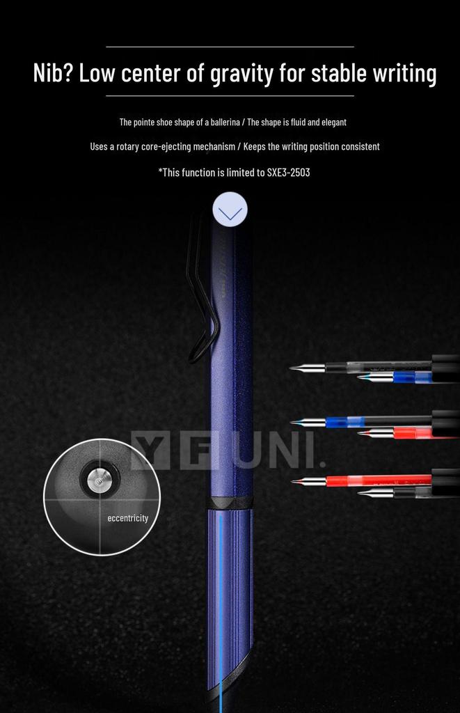 Mitsubishi Uni SXE3-2503 Metal Barrel Low Gravity 0.28mm Oil-Based Ballpoint Pen