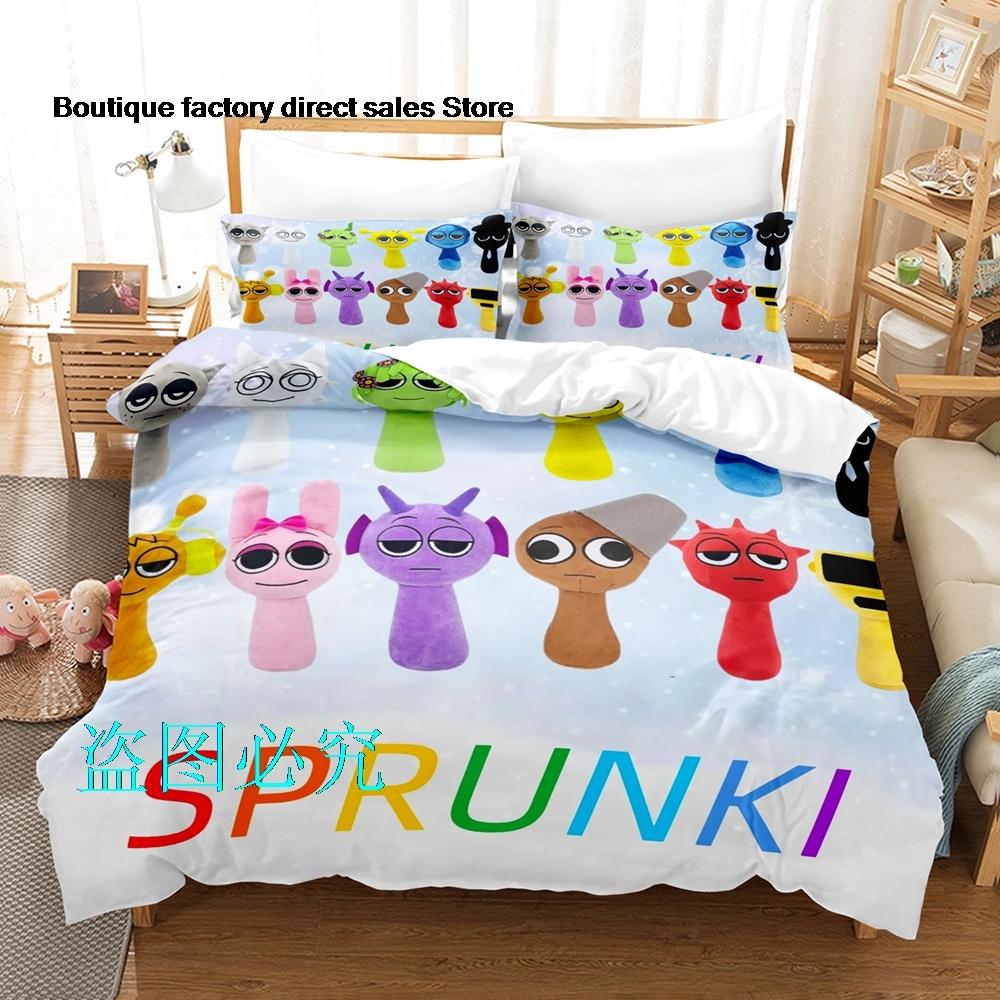 Sprunki Bedding Set Single Twin Full Queen King Size Bed Set Adult Kid Bedroom Duvetcover Sets Anime parure de lit Bed